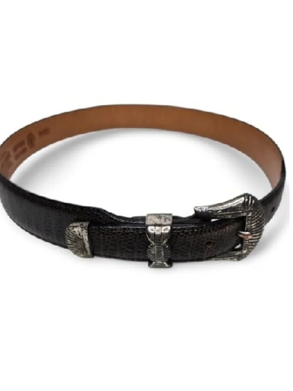 Silver Creek Croc Embossed Distressed Metal Western Belt Women's Ranch Retro 28